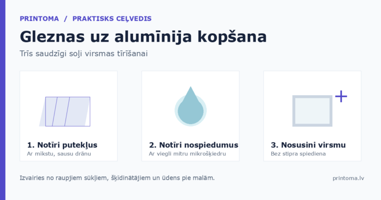 Gleznas uz alumīnija kopšana: putekļu notīrīšana, saudzīga tīrīšana un nosusināšana